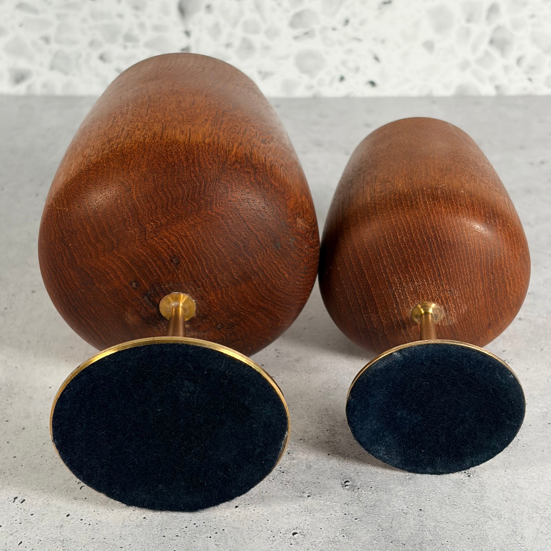 Mid Century Modern Teak Wood and Brass Goblet Set w/Inland Glass Atomic Starburst Plate