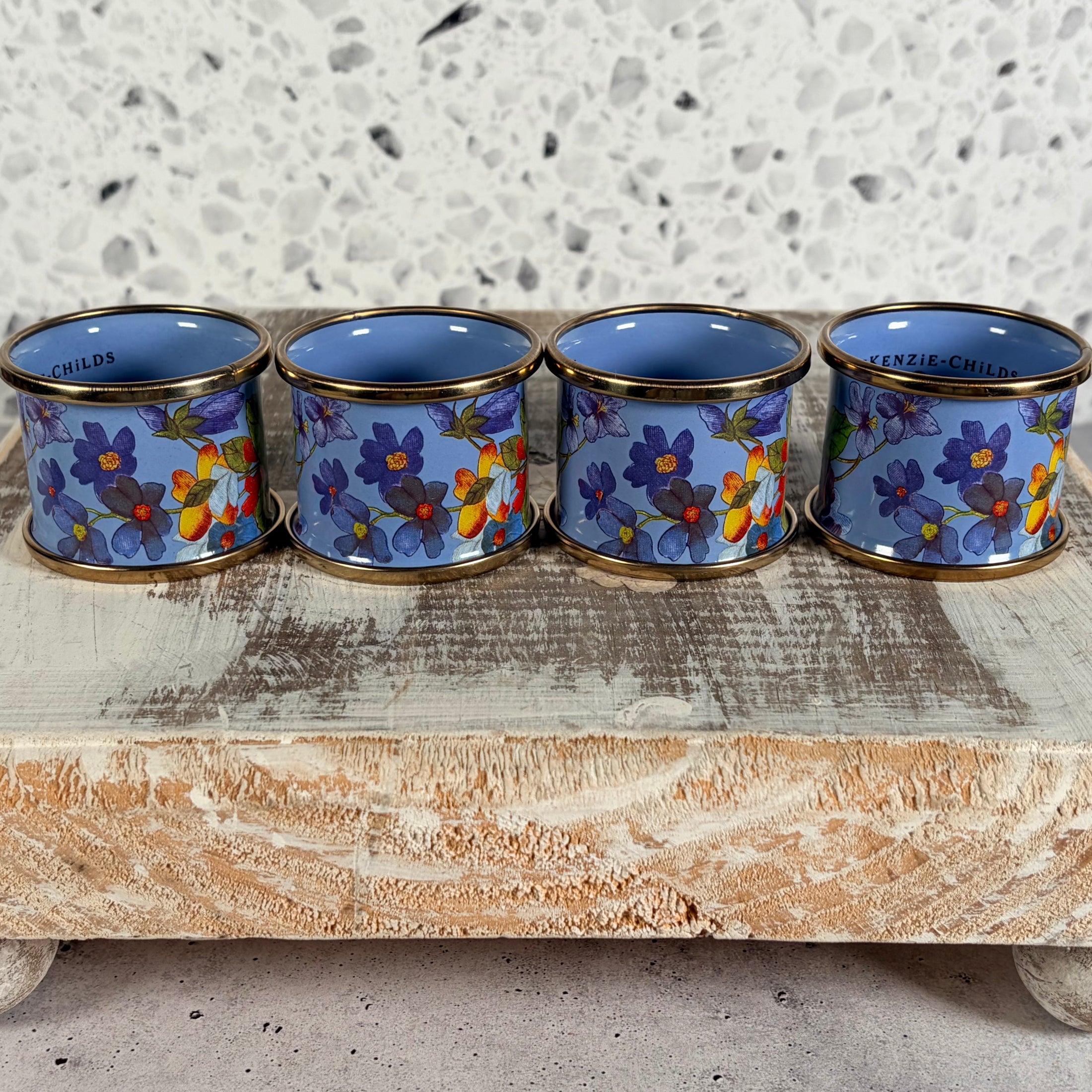 Retired Mackenzie Childs Flower Market Enamel Napkin Rings - Set of 4