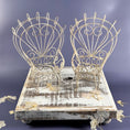 Load image into Gallery viewer, Vintage Distressed White Iron Miniature Peacock Chair Plant Stands - Set of 2
