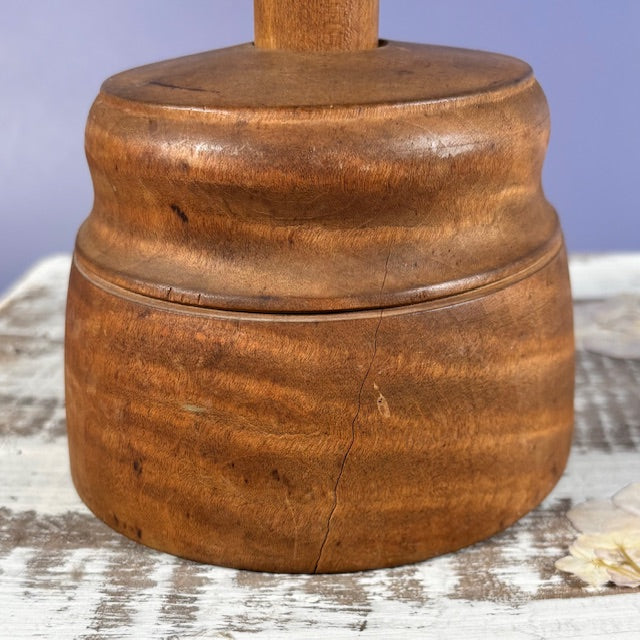 Vintage Farmhouse TreenWare - Large Butter Mold with Carved Pineapple and Fronds - Circa 1800's