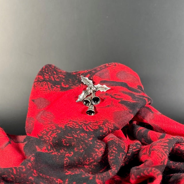 Vintage 1960's Taxco Mid Century Modern Sterling Silver Christmas Bells Brooch