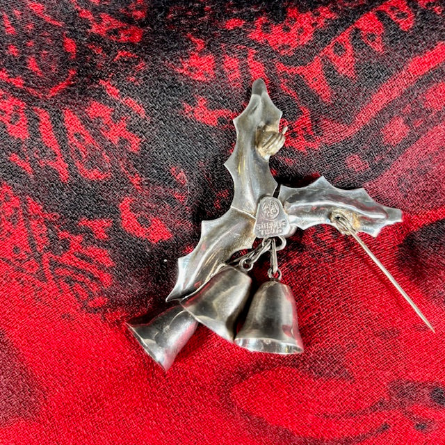 Vintage 1960's Taxco Mid Century Modern Sterling Silver Christmas Bells Brooch