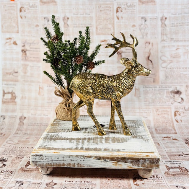 Large Solid Brass Vintage MCM Reindeer