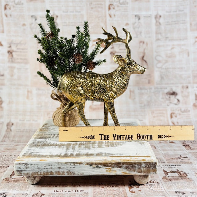 Large Solid Brass Vintage MCM Reindeer
