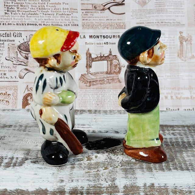 Circa 1940's-50's Set of Baseball Player and Umpire Salt and Pepper Shakers - Original Humor Style