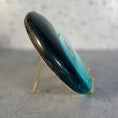 Load image into Gallery viewer, Vintage Hand Painted Circular Ceramic Face Sculpture Moon with Open Eyes & Blue Background Signed J Alverez
