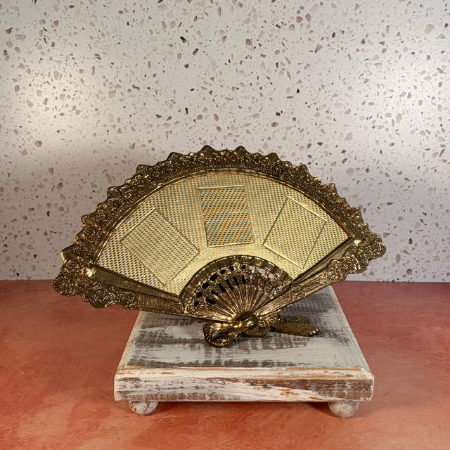 Vintage Brass Fan Shaped Tabletop Picture Frame