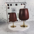 Load and play video in Gallery viewer, Mid Century Modern Teak Wood and Brass Goblet Set w/Inland Glass Atomic Starburst Plate
