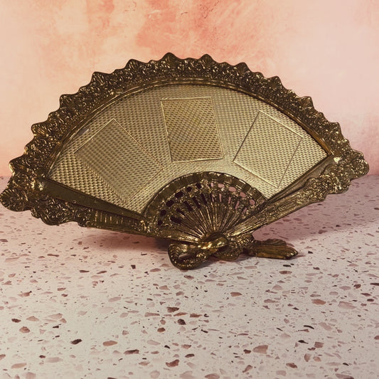 Vintage Brass Fan Shaped Tabletop Picture Frame