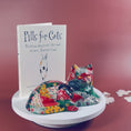Load and play video in Gallery viewer, Vintage Calico Decoupage Ceramic Crazy Quilt Cat/Pills For Cats
