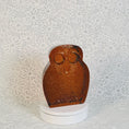 Load and play video in Gallery viewer, Vintage Mid Century Modern Blenko Glass Company Amber Owl
